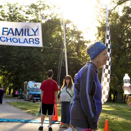 Runners speak before the run.