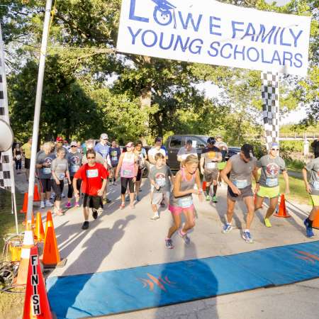 Runners prepare for the start of the race.