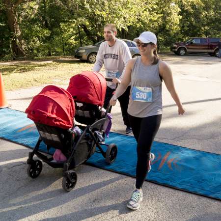 Family crosses the finish line.