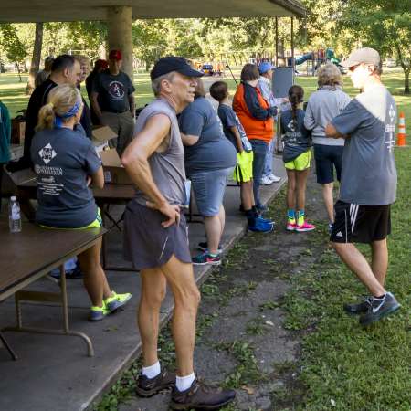 Runners waiting on results announcement.