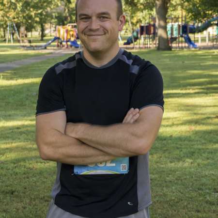 Runner poses after the race.