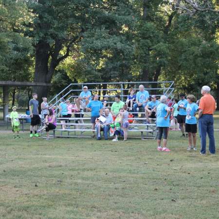 Runners gather before the beginning of the race.