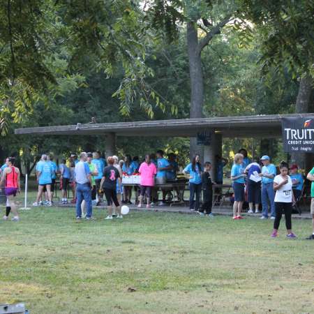 Runners gather before the beginning announcements.