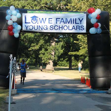 Runners cross the finish line.