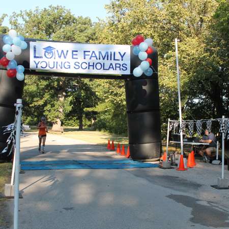 Runners cross the finish line.