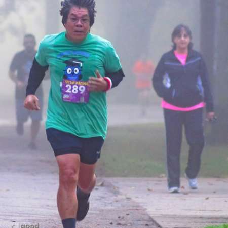 Runner approaching the finish line.