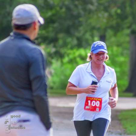 Runner approaching the finish line.