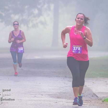 Runner approaching the finish line.