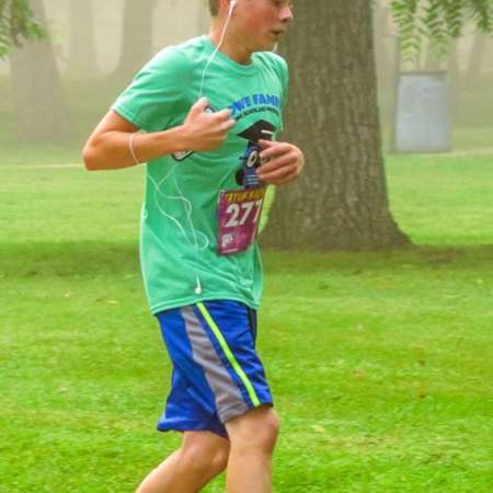 Runner approaching the finish line.