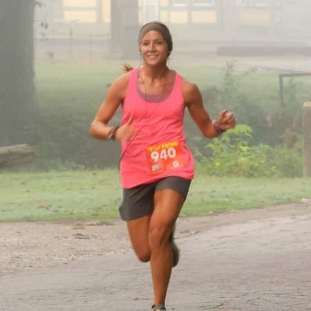 Runner approaching the finish line.