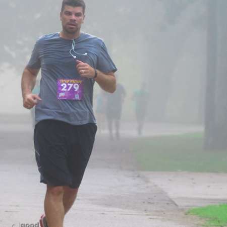 Runner approaching the finish line.