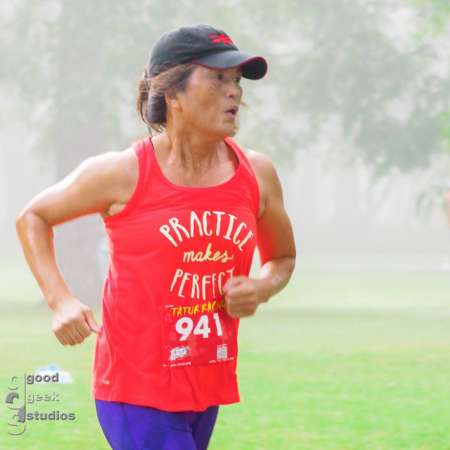 Runner approaching the finish line.