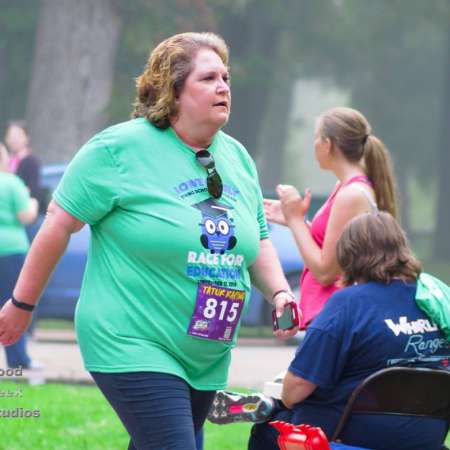 Runner approaching the finish line.