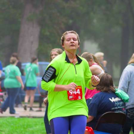 Runner approaching the finish line.