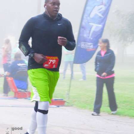 Runner approaching the finish line.