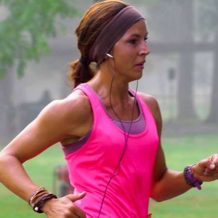 Runner approaching the finish line.