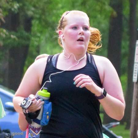 Runner approaching the finish line.