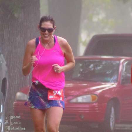 Runner approaching the finish line.