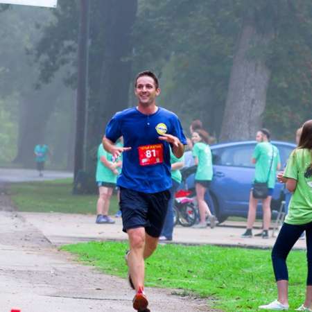 Runner approaching the finish line.