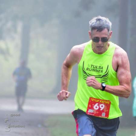 Runner approaching the finish line.