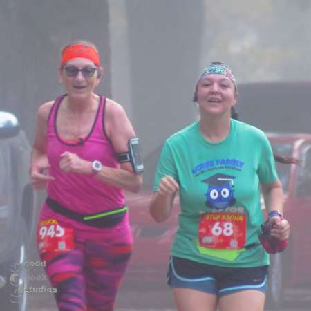 Runner approaching the finish line.