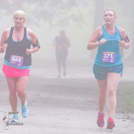 Runner approaching the finish line.