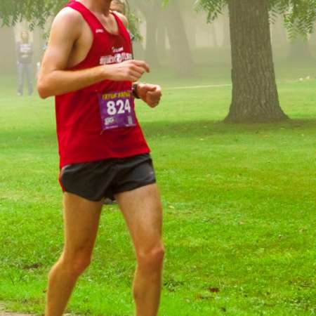 Runner approaching the finish line.