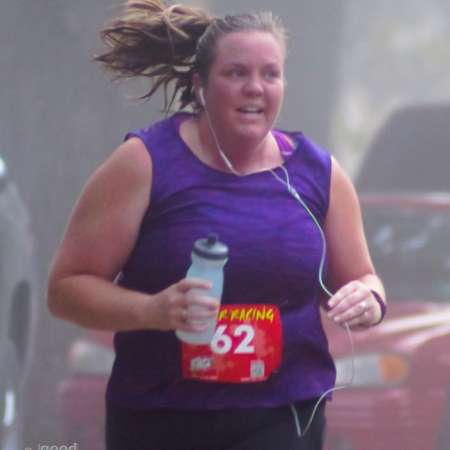 Runner approaching the finish line.