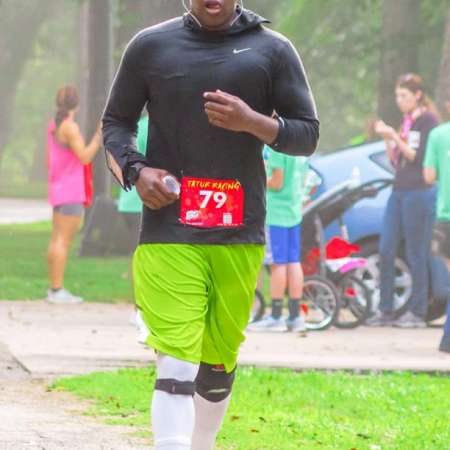 Runner approaching the finish line.