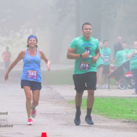 Runner approaching the finish line.