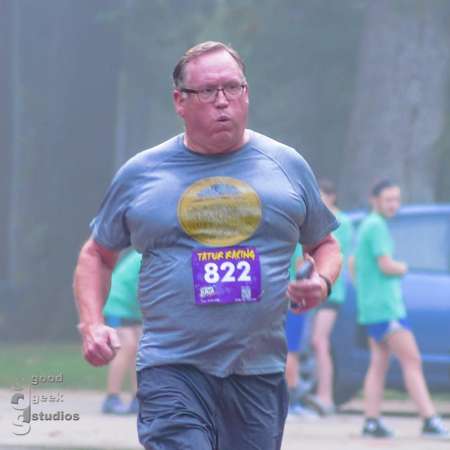 Runner approaching the finish line.