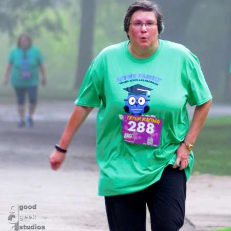 Runner approaching the finish line.