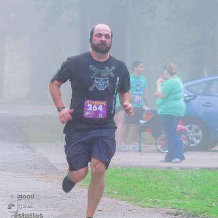 Runner approaching the finish line.