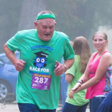 Runner approaching the finish line.