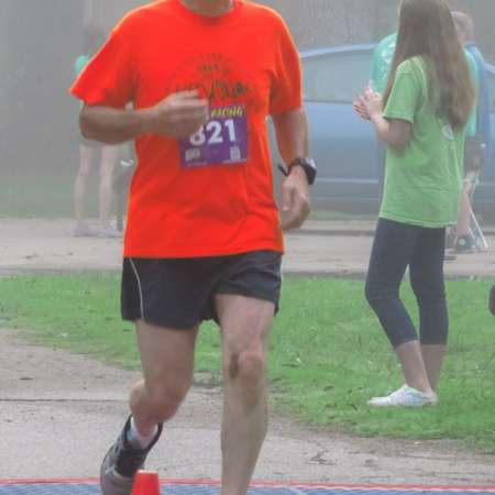 Runner approaching the finish line.