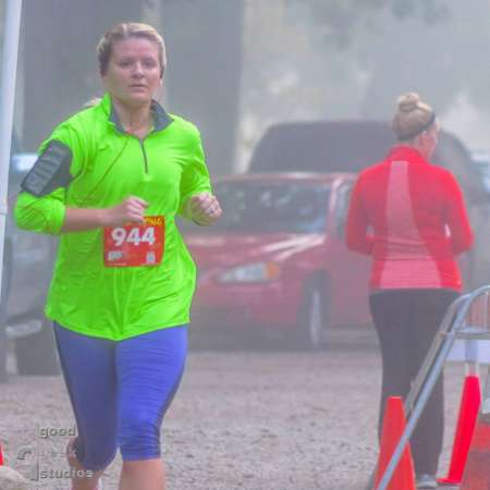 Runner approaching the finish line.