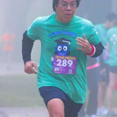 Runner approaching the finish line.