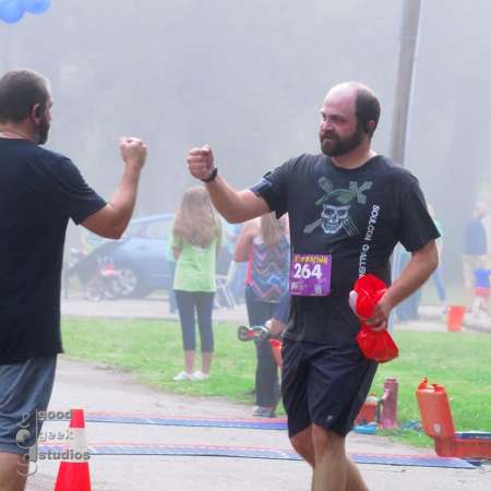 Runner approaching the finish line.