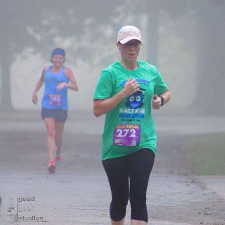 Runner approaching the finish line.