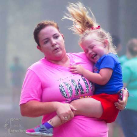 Runner approaching the finish line.