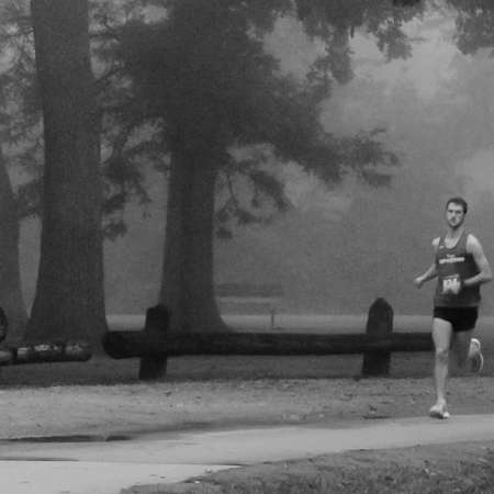 Runner approaching the finish line.