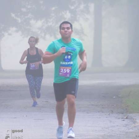 Runner approaching the finish line.