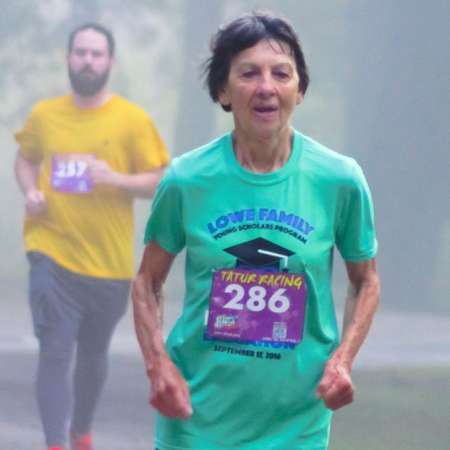 Runner approaching the finish line.