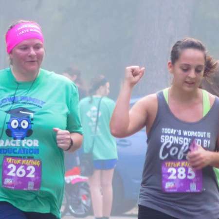 Runner approaching the finish line.