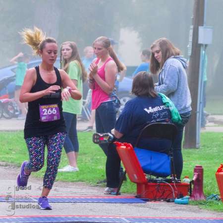 Runner approaching the finish line.