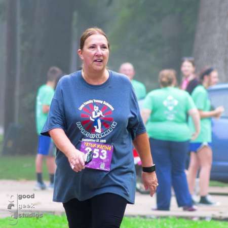 Runner approaching the finish line.