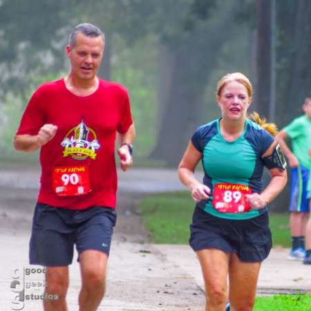 Runner approaching the finish line.