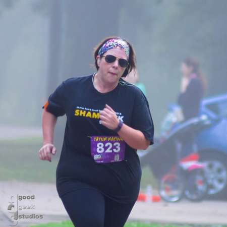 Runner approaching the finish line.