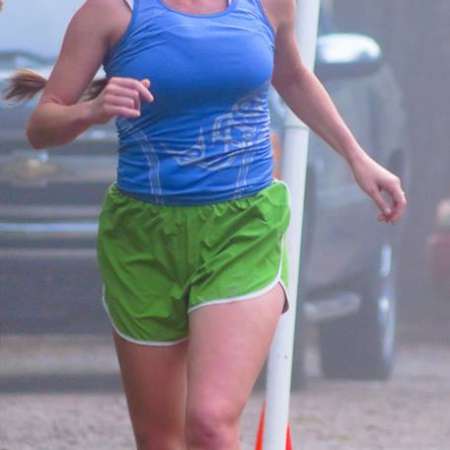 Runner approaching the finish line.