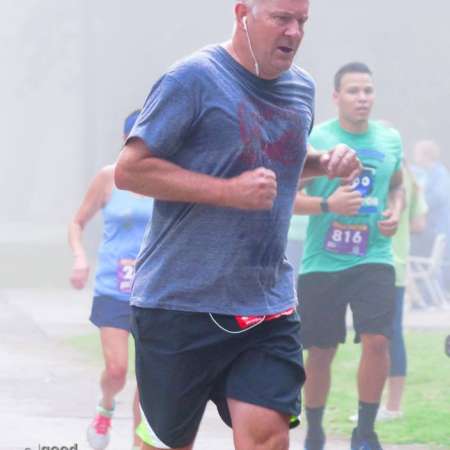 Runner approaching the finish line.